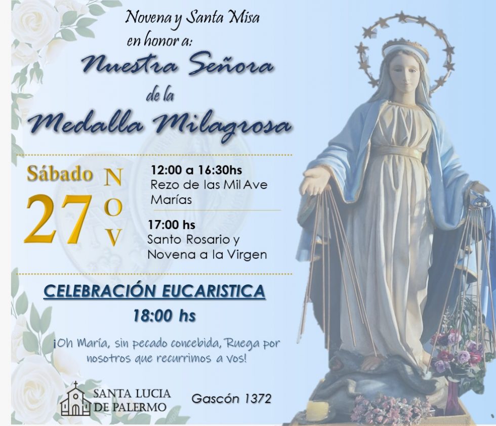 Novena y Santa Misa en honor a Nuestra Señora de la Medalla Milagrosa ...